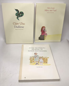 12 livres "Ecole des Loisirs" (voir description complète): Diablesse; Adieu mes 9 ans!; Journal de Ninon Battandier; Aime comme Mathilde; La ...