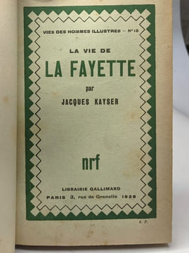 La vie de la fayette / vies des hommes illustres n°18. Jacques Kayser