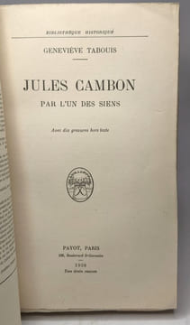Jules cambon par l'un des siens / bibliothèque historique. Tabouis Geneviève