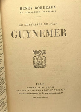 Le chevalier de l'air Guynemer. Henry Bordeaux