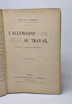 L'allemagne au travail. Cambon Victor