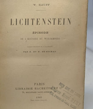 Lichtenstein épisode de l'histoire du wurtemberg. Hauff