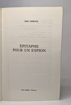 Epitaphe pour un espion. Ambler Eric