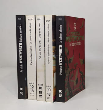 Lot de 5 romans de Patricia Wentworth: Un troublant retour / La collection brading / Un pas de trop / Le cabinet chinois / Liaisons secrètes. ...