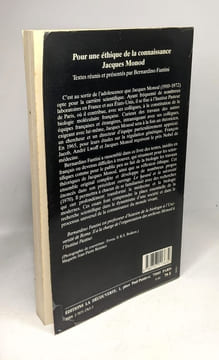 Pour une éthique de la connaissance. Monod Jacques