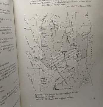 Carte éthnique de la république du Zaïre - quart sud-ouest. Boone Olga