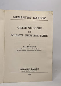 Criminologie et science pénitentiaire