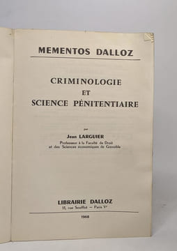 Criminologie et science pénitentiaire. Larguier Jean