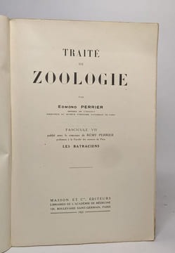 2 volumes du Traité de zoologie - Fascicule II / Fascicule VII les batraciens. Perrier Edmond