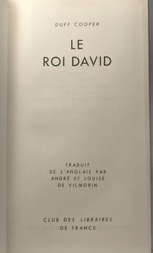Le roi David. Cooper Duff