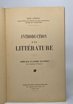 Introduction à la littérature. Chateau René