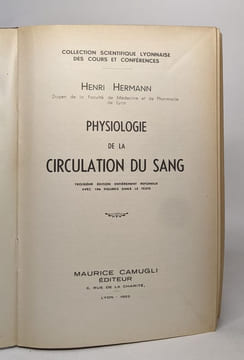 Physiologie de la circulation du sang - troisième édition. Hermann Henri