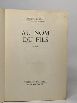 Au nom du fils. Bazin Hervé