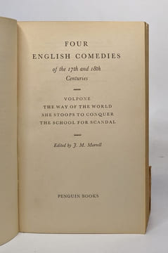 Four english comedies of the 17th and 18th centuries: Volpone / The way of the world / she stoops ton conquer / The school for scandal. undefined
