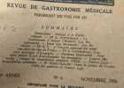 Grandgousier - Revue de gastronomie médicale N°6 Novembre 1936. Collectif