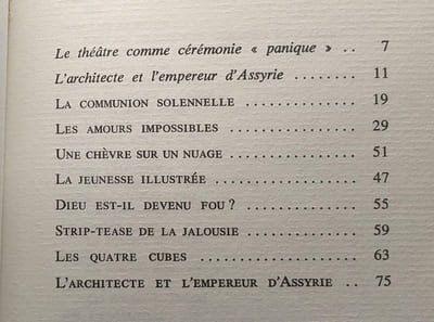 Théâtre panique L'architecte et l'empereur d'Assyrie