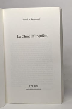 La Chine m'inquiète. Domenach Jean-Luc