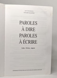 PAROLES A DIRE PAROLES A ECRIRE INDE CHINE JAPON