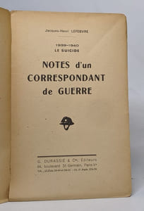 1939-1940 le suicide - notes d'un correspondant de guerre