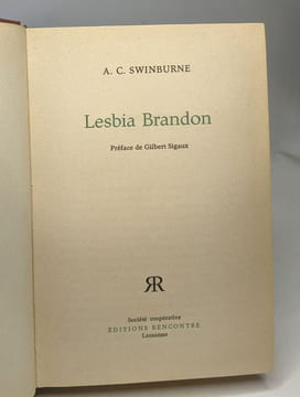 Lesbia brandon - préface de Gilbert Sigaux. swinburne