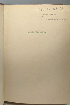 Lesbia brandon - préface de Gilbert Sigaux. swinburne