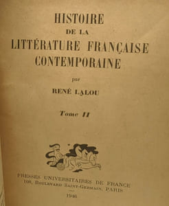 Histoire de la littérature française contemporaine - TOME 2