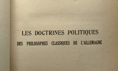 Les doctrines politiques des philosophes classiques de l'Allemagne