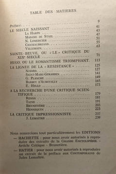 La critique littéraire en France au XIXe siècle (ses conceptions) / coll. Le vrai savoir. Collectif Molho R