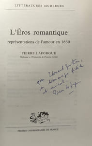 L'Eros romantique --- représentations de l'amour en 1830 / littératures modernes