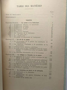 La Poésie. Introduction à la critique et à l'histoire de la poésie et de la littérature. Traduit de l'italien par D. Dreyfus