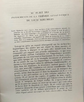 Au sujet des fondements de la théorie linguistique de Louis Hjelmslev. Extrait du "Bulletin de la Société de Linguistique" n° 42 (1946) - ...
