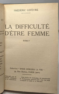 La difficulté d'être femme. Lefèvre Frédéric