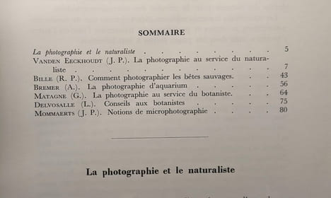 1969 la photographie et le naturaliste. Vanden Eeckhoudt J.p Delvosalle Matagne Bille Bremer Mommaerts