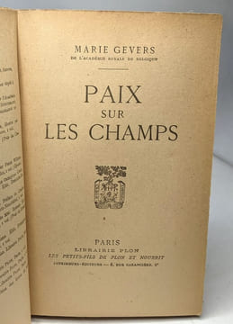 Paix sur les champs. marie gevers