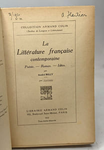 La littérature française contemporaine