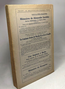 Mémoires du Prince Louis Windischgraetz. Traduit par le Capitaine Chomel de Jarnieu. Collection de Mémoires Etudes et Documents pour servir à l'Histoire de la Guerre Mondiale