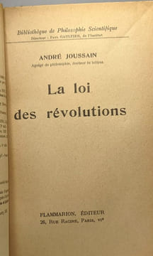 La loi des révolutions. Joussain André