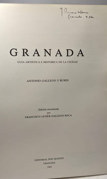Granada. Guia artistica e historica de la ciudad. BURIN ANTONIO GALLEGO