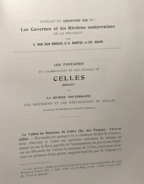 Les fontaines et l'alimentation en eau potalbe de Celles (Dinant) / la rivière souterraine les aiguigeois et les résurgences de Celles / extrait du ...
