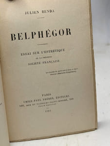Belphégor. Essai sur l'esthétique de la présente société française