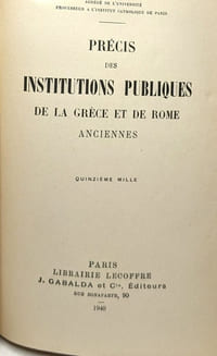 Précis des institutions publiques de la Grèce et de Rome anciennes