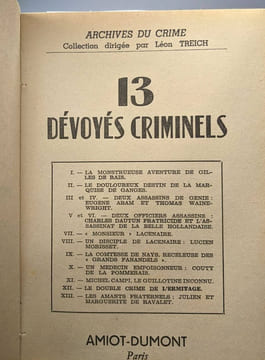 Archives du Crime - 13 Dévoyés criminels. Treich Léon