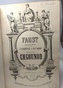 Faust - opéra en 5 actes de J. Barbier et M. Carré / Musique de Ch. Gounod --- partition chant et piano arrangée par Léo Delibes