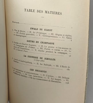 Etudes de Littérature Allemande. 2ème série : Ewald de Kleist - Goethe en Champagne - La Jeunesse de Schiller (1759 - 1780) - Les Brigands. CHUQUET ...