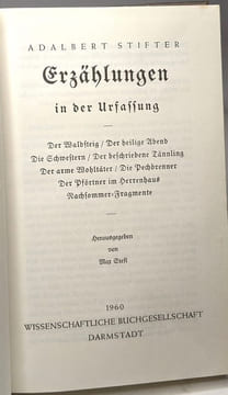 Erzählungen in der ursaffung + Mappe sonnenfinsternis wien + Studien I + Nachsommer + Witiko + Bunte stein späte erzählungen + erzählungen urfassung ...
