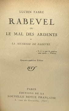 Rabevel ou le mal des ardents - TOME 1: la jeunesse de Rabevel. Fabre