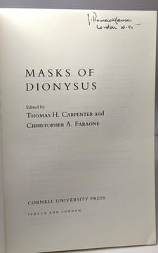 Masks of Dionysus (Myth and Poetics). Carpenter Thomas H. Faraone Christopher A