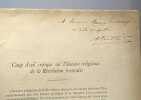 Coup d'oeil critique sur l'Histoire Religieuse de la Révlution Française - extrait de la Revue d'Histoire moderne et contemporaine 1905-1906 t. VII P. ...