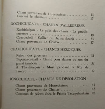 Chants lyriques des aztèques. Lambert
