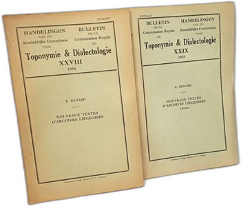Bulletin de la Commission royale des toponymie & Dialectologie - 10 bulletins: XXV + XXVIII + XXIX + XXX + XXXII + L + LII + LIII + LIV + LIV (extrait) --- entre 1951 et 1980